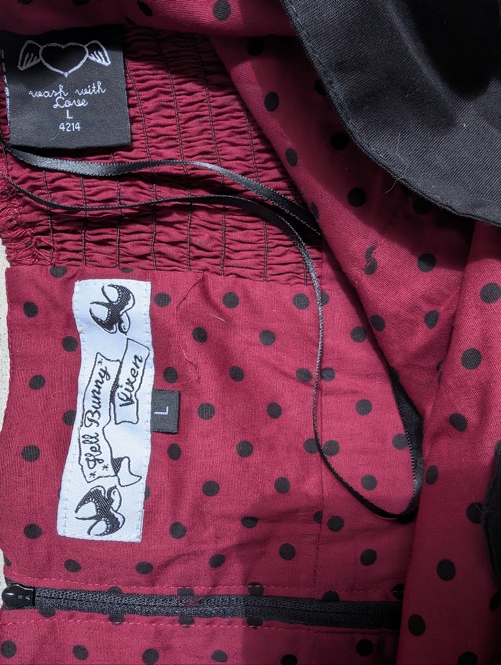 Hell Bunny Vixen Ashley Burgundy Black Polka Dot Fit & Flare Dress - Picture 9 of 11